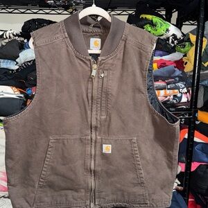 Vintage Carhartt Dark Brown Quilted Vest Size Xl